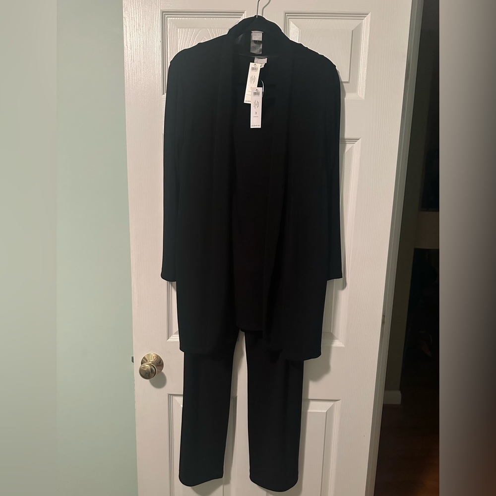 New with tags, 3 piece Chicos Travelers outfit in black